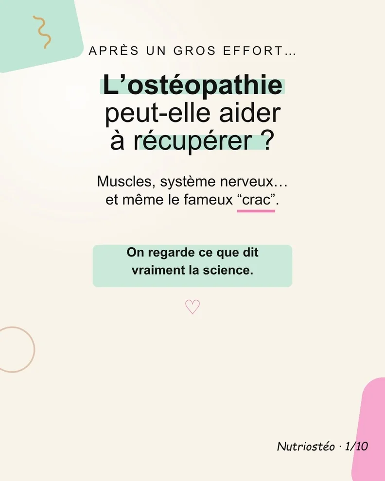 Couverture du carrousel NutriOstéo posant la question de l’ostéopathie après un effort et de la récupération sportive