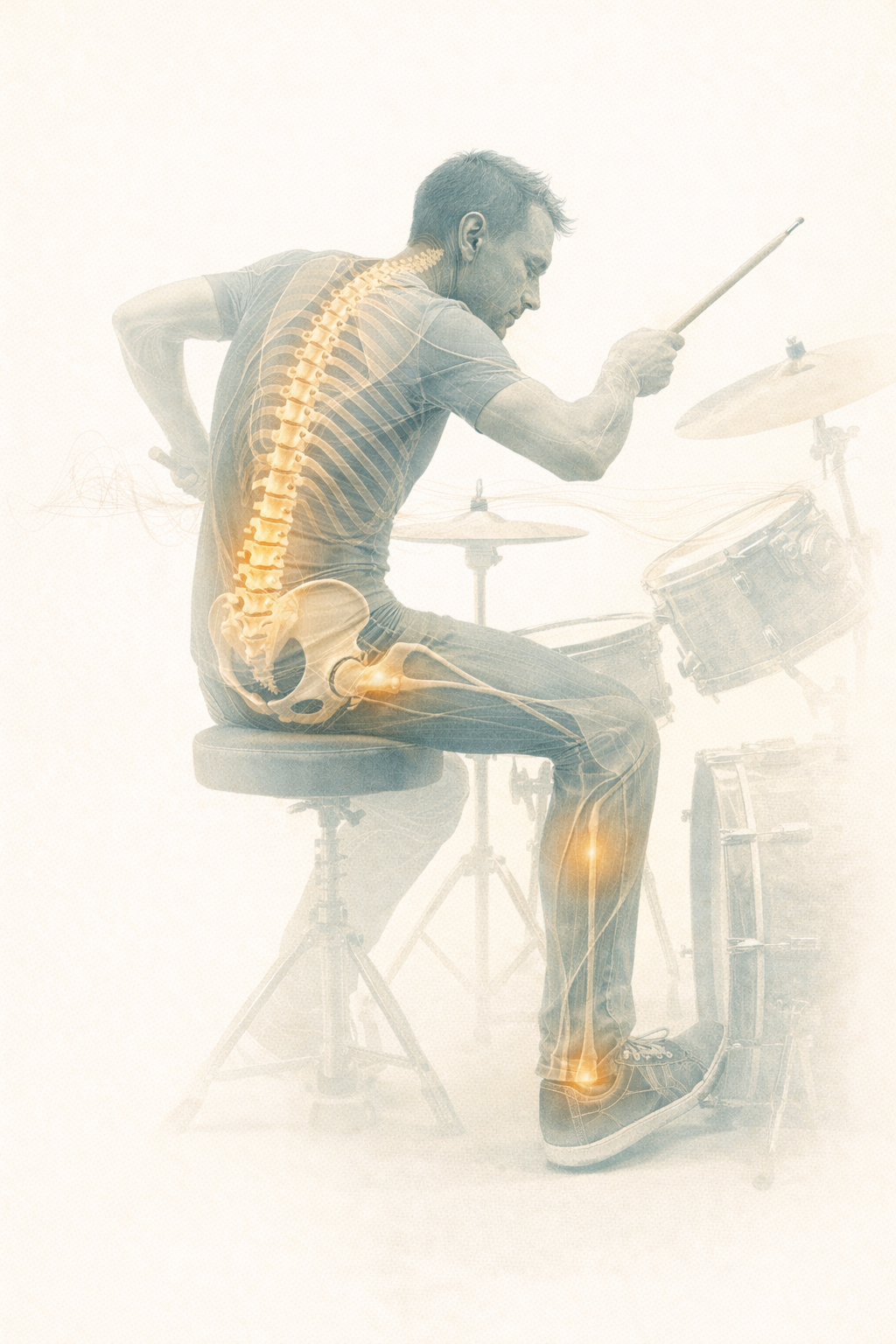 Illustration : ostéopathie du musicien batterie à Sarreguemines